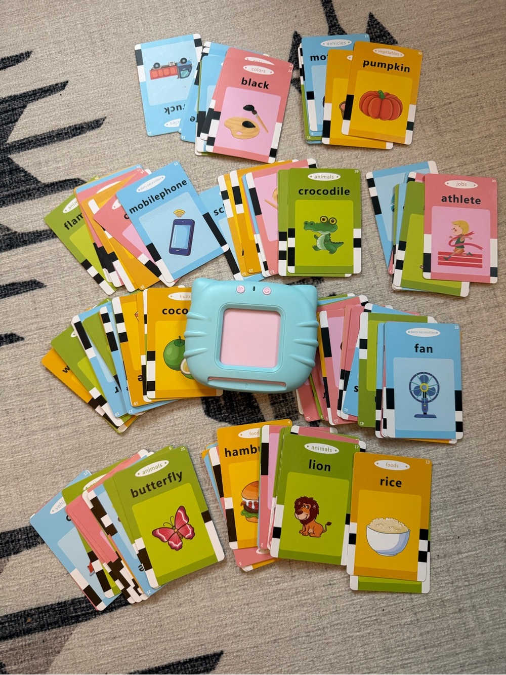 Montessori Talking Flash Cards Toddler Educational Learning Toy - Blue Cat